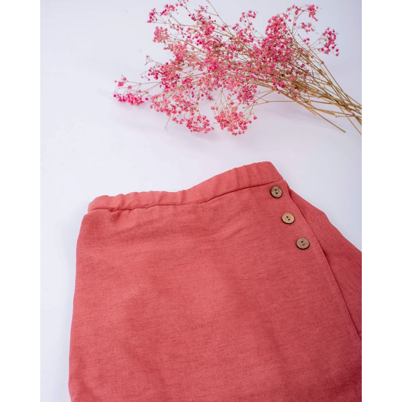 Fashion, accesorii si bijuterii - Copii - Imbracaminte copii - Fuste copii - Fusta cu pantaloni scurti, din in roz caramiziu 98 cm - Infinity.ro