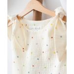 Fashion, accesorii si bijuterii - Copii - Imbracaminte copii - Rochii copii - Rochie din muselina, crem cu buline multicolore si bretele reglabile 104 cm - Infinity.ro