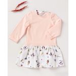 Fashion, accesorii si bijuterii - Copii - Imbracaminte copii - Rochii copii - Rochie din jersey roz, cu muselina cu imprimeu floral 68 cm - Infinity.ro
