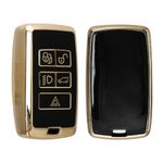 Auto si Moto - Electronice auto - Accesorii electronice auto - Husa Cheie Auto Kwmobile pentru Jaguar 5 Butoane, Negru/Auriu, Silicon, KWM0000256I001C - Infinity.ro