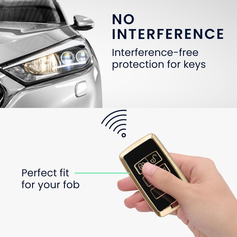 Auto si Moto - Electronice auto - Accesorii electronice auto - Husa Cheie Auto Kwmobile pentru Jaguar 5 Butoane, Negru/Auriu, Silicon, KWM0000256I001C - Infinity.ro