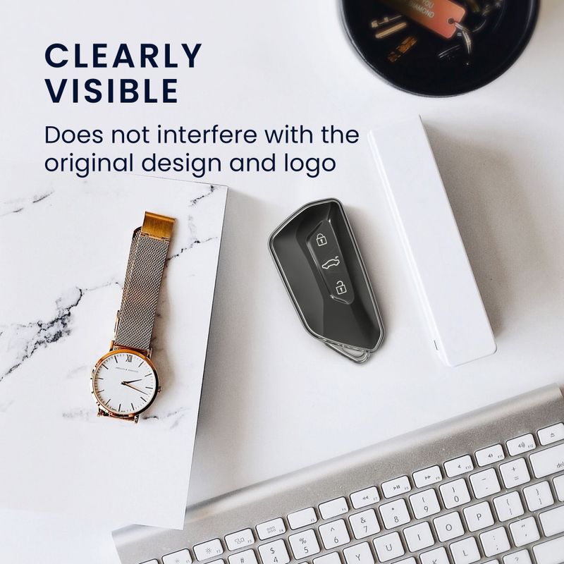 Auto si Moto - Electronice auto - Accesorii electronice auto - Husa Cheie Auto Kwmobile pentru VW 3 Butoane, Transparent, Silicon, KWM000025JH001C - Infinity.ro