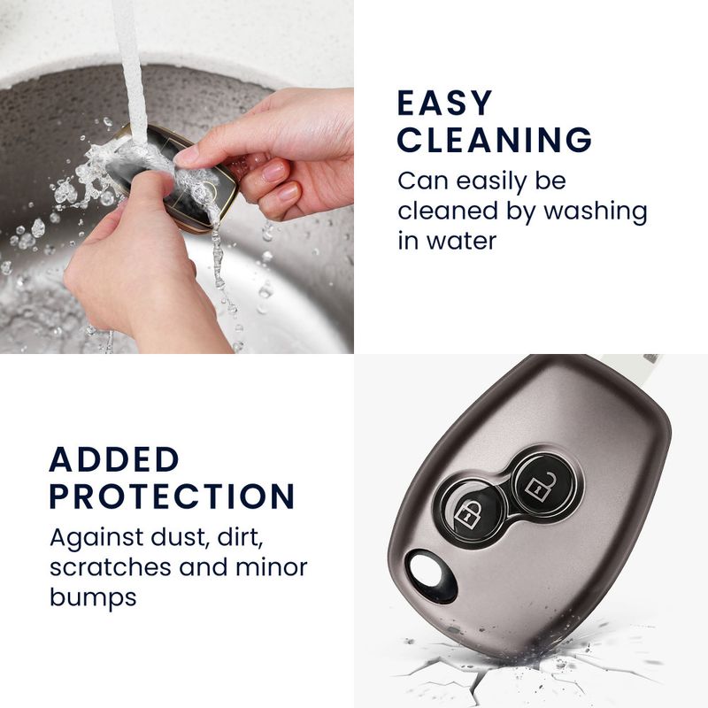 Auto si Moto - Electronice auto - Accesorii electronice auto - Husa Cheie Auto Kwmobile pentru Dacia/Renault 2 Butoane, Gri/Negru, Silicon, KWM0000253B001C - Infinity.ro