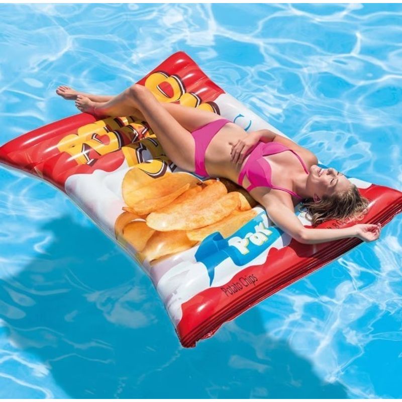Jucarii, Copii si Bebe - Jucarii si jocuri - Jucarii de exterior - Colaci, ochelari si accesorii inot copii - Saltea gonflabila pentru piscina, Intex 58776 Potato Chips, multicolor, 178 x 140 cm, pentru adulti si copii - Infinity.ro