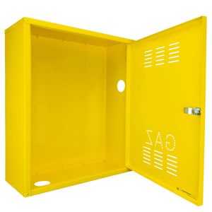 Firida 60x50x25 cm, Proconstructo Group, cutie pentru contor de gaz si regulator, galben, din tabla, cu 2 orificii