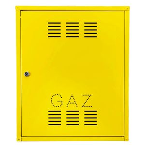 Firida 60x50x25 cm, Proconstructo Group, cutie pentru contor de gaz si regulator, galben, din tabla, cu 2 orificii