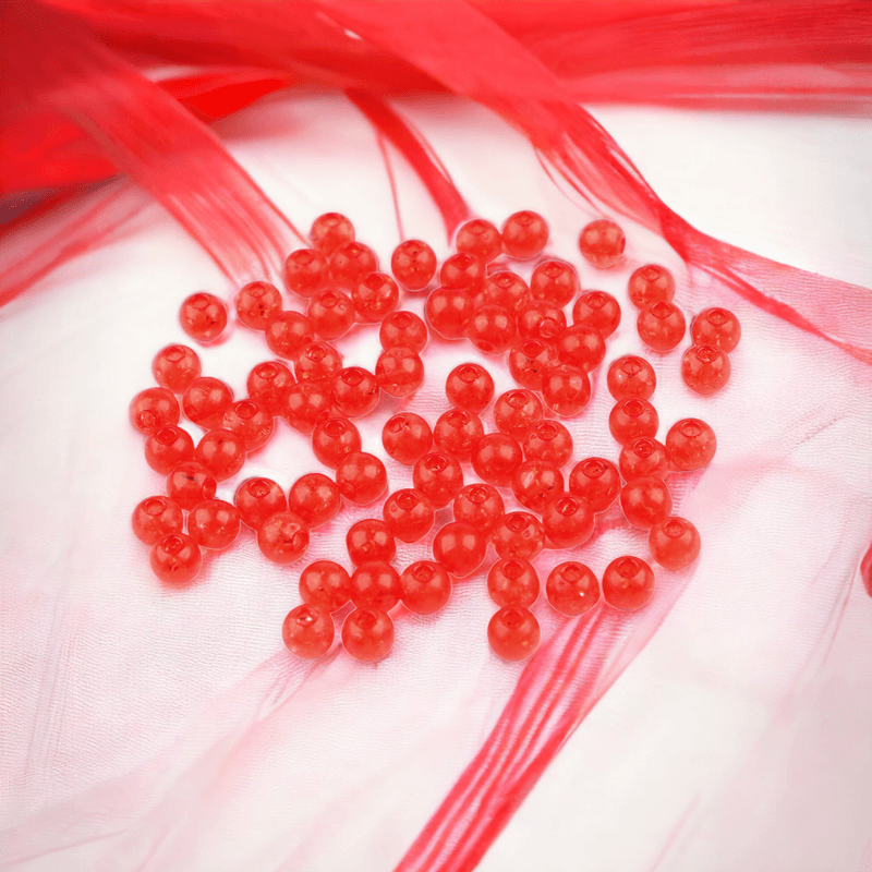 Casa si Gradina - Decoratiuni - DIY - Articole mercerie - Set 250 margele plastic Cracked, diametru 6 mm, 30 g, Rosu - Infinity.ro