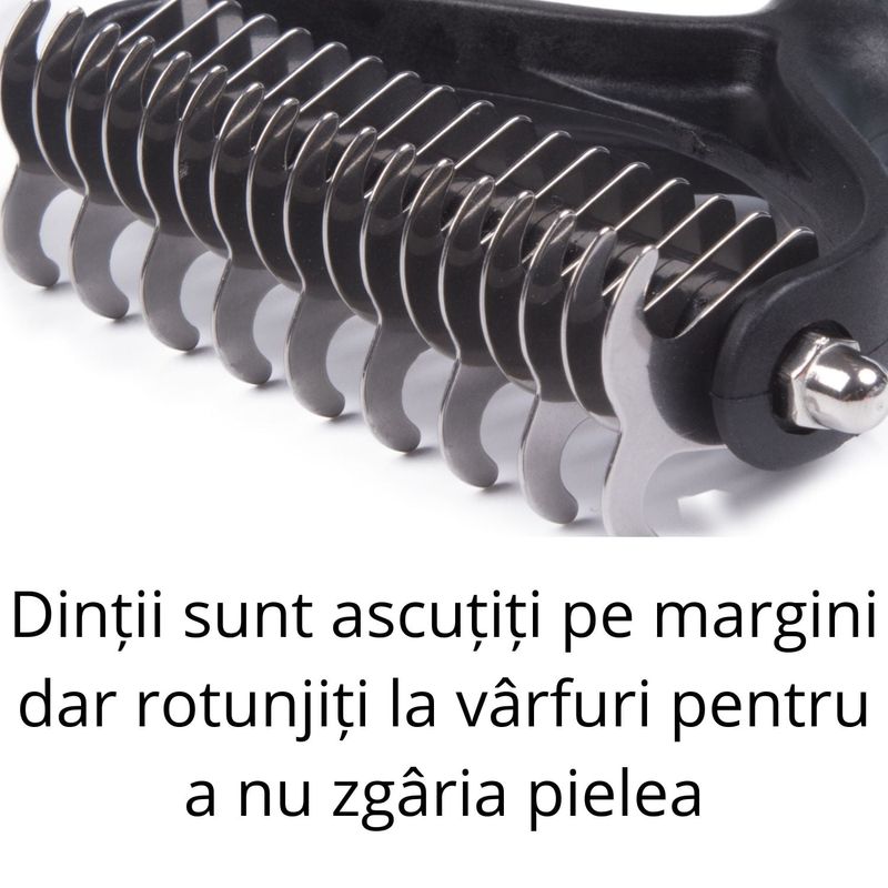 Petshop - Ingrijire si Igiena - Produse uz extern - Perii si manusi - Tesala dubla roz pentru caini si pisici cu par lung sau mediu - Infinity.ro