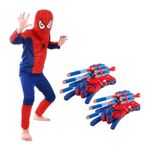 Jucarii, Copii si Bebe - Jucarii si jocuri - Jucarii de rol - Masti si costume copii - Set costum Spiderman KidMania® cu doua manusi lansator cu ventuze din burete pentru copii 7-9 ani 120 - 130 cm - Infinity.ro
