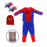 Jucarii, Copii si Bebe - Jucarii si jocuri - Jucarii de rol - Masti si costume copii - Set costum Spiderman KidMania® cu doua manusi lansator cu ventuze din burete pentru copii 3-5 ani 100 - 110 cm - Infinity.ro