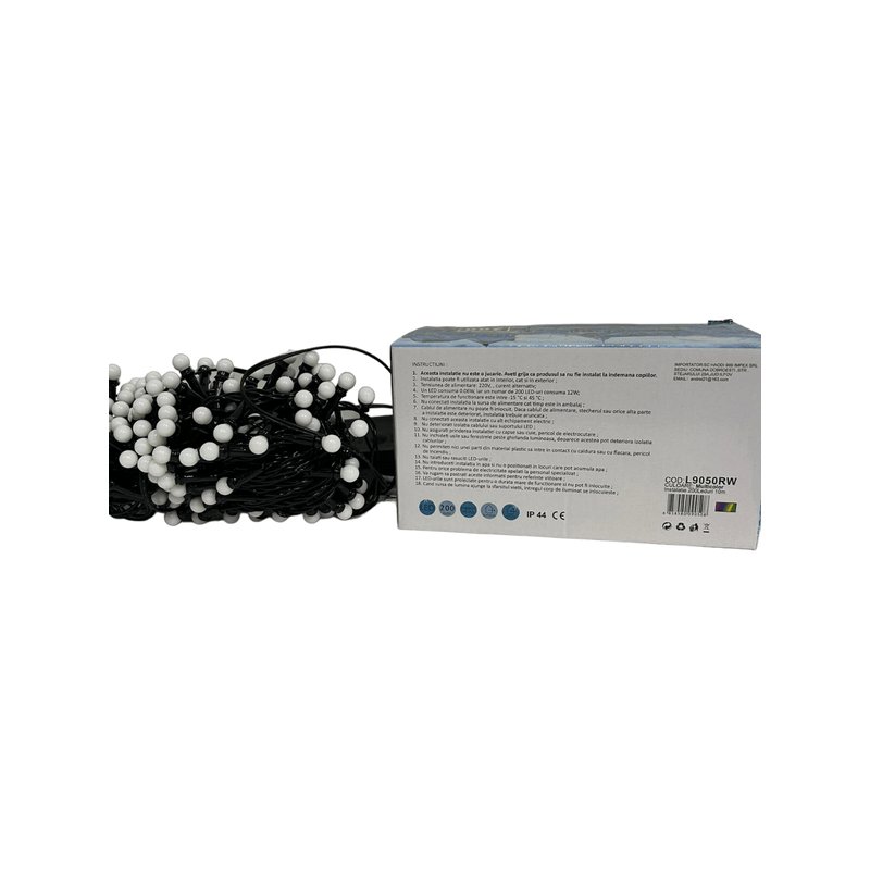 Casa si Gradina - Decoratiuni - Decoratiuni de sezon - Instalatie de Craciun liniara, multicolor, 10m, 200 beculete tip bile, 9050RB - Infinity.ro