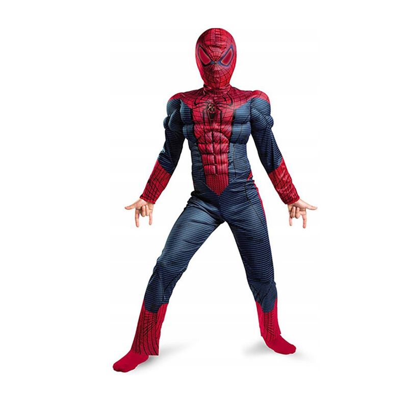 Jucarii, Copii si Bebe - Jucarii si jocuri - Jucarii de rol - Masti si costume copii - Set costum Spiderman KidMania® cu muschi si doua manusi lansator cu ventuze din burete pentru copii 7-9 ani 120 - 130 cm - Infinity.ro