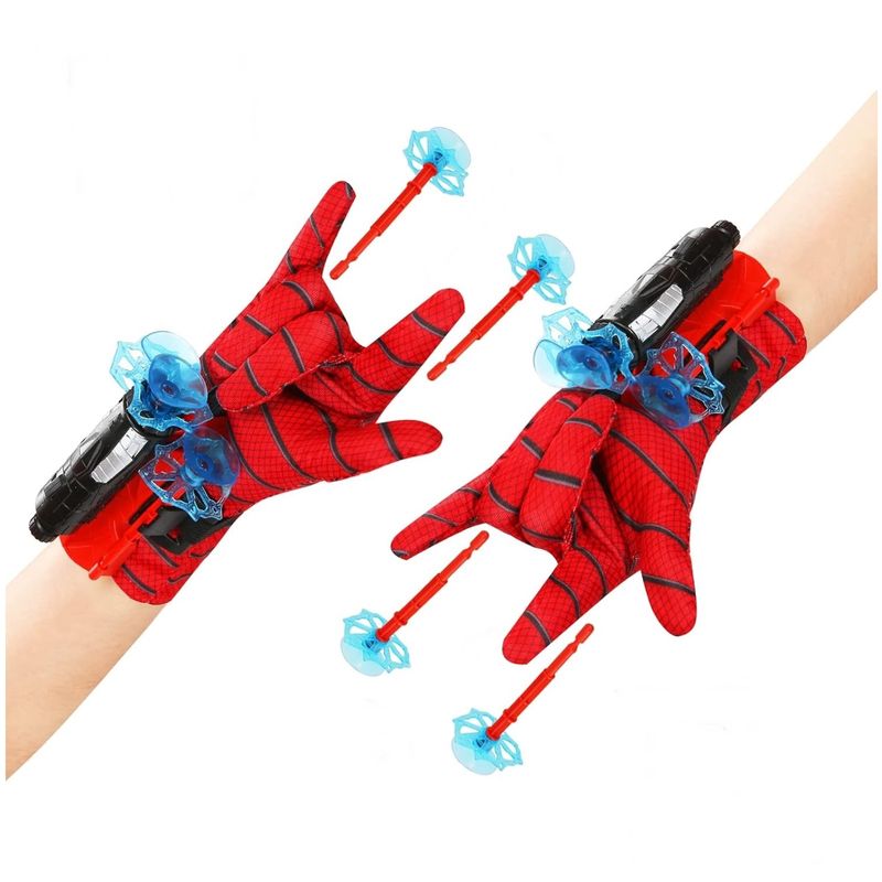 Jucarii, Copii si Bebe - Jucarii si jocuri - Jucarii de rol - Masti si costume copii - Set costum Spiderman KidMania® cu doua manusi lansator cu ventuze pentru copii 5-7 ani 110 - 120 cm - Infinity.ro