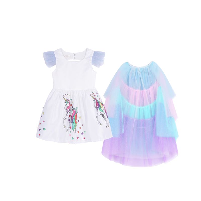 Jucarii, Copii si Bebe - Jucarii si jocuri - Jucarii de rol - Masti si costume copii - Costum Unicorn KidMania® cu trena detasabila pentru fete 8-10 ani 140 cm - Infinity.ro