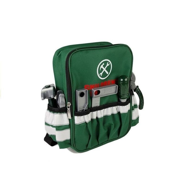 Jucarii, Copii si Bebe - Jucarii si jocuri - Jucarii de rol - Ateliere si bancuri de lucru - Set scule de joaca pentru copii, cu rucsac verde special, LeanToys, 4848 - Infinity.ro