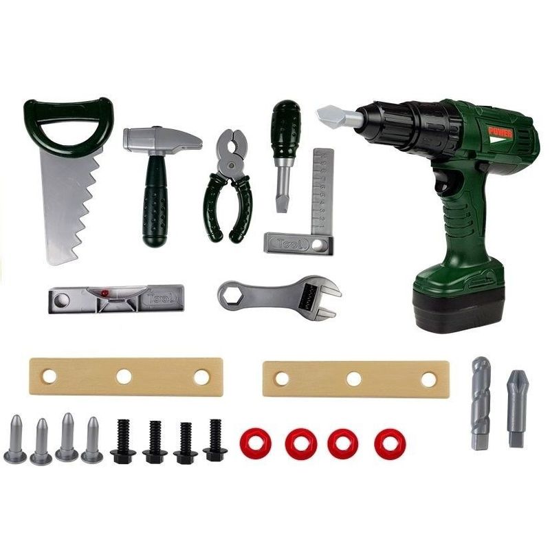 Jucarii, Copii si Bebe - Jucarii si jocuri - Jucarii de rol - Ateliere si bancuri de lucru - Set scule de joaca pentru copii, cu rucsac verde special, LeanToys, 4848 - Infinity.ro