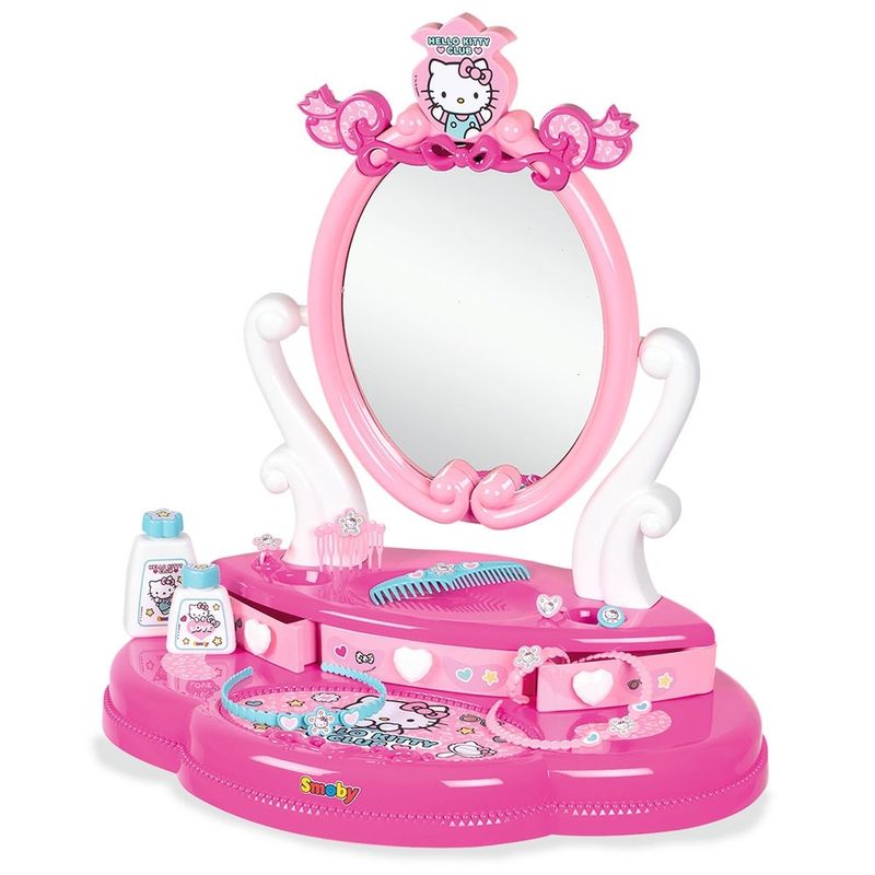 Jucarii, Copii si Bebe - Jucarii si jocuri - Jucarii de rol - Frumusete, bijuterii si accesorii fetite - Jucarie Smoby Masuta de machiaj Hello Kitty Hairdresser 2 in 1 - Infinity.ro