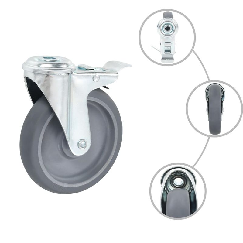 Casa si Gradina - Constructii - Depozitare, transport si protectie - Accesorii echipamente pentru transport si ridicat - Roti pivotante cu gaura pentru surub, 12 buc., 125 mm - Infinity.ro