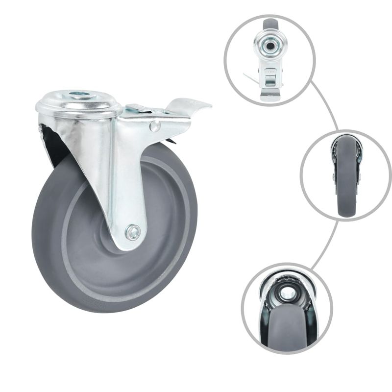 Casa si Gradina - Constructii - Depozitare, transport si protectie - Accesorii echipamente pentru transport si ridicat - Roti pivotante cu gaura pentru surub, 32 buc., 125 mm - Infinity.ro