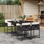 Casa si Gradina - Gradina si terasa - Mobilier exterior - Seturi mobila gradina - Set mobilier de gradina cu perne, 5 piese, negru, poliratan - Infinity.ro