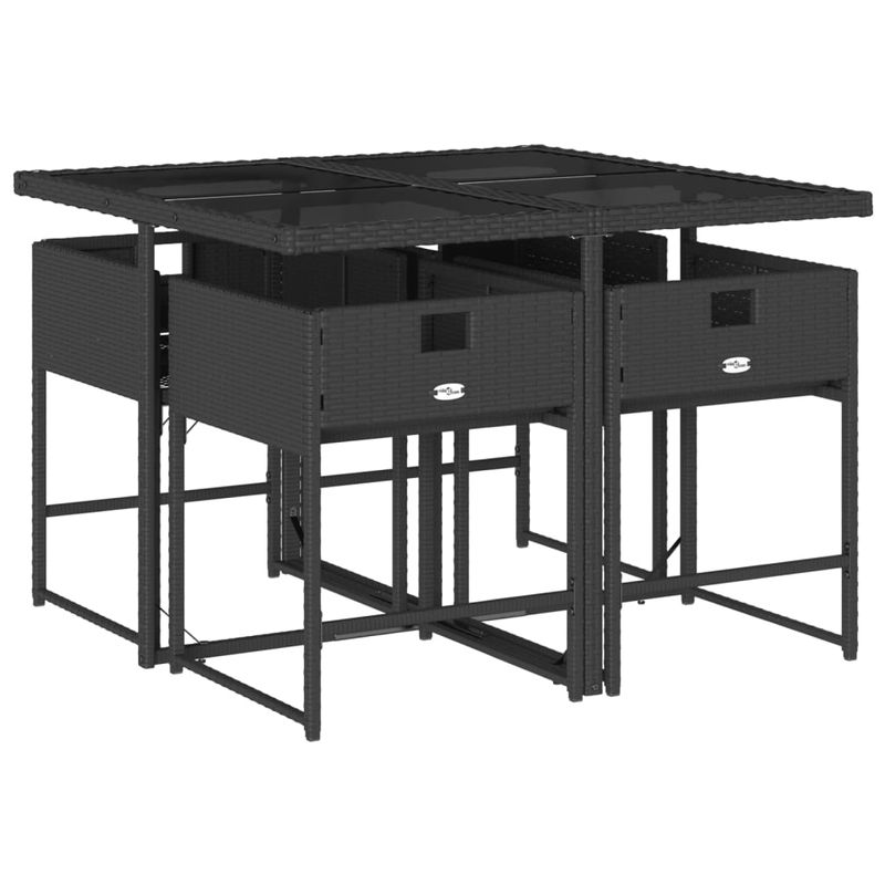 Casa si Gradina - Gradina si terasa - Mobilier exterior - Seturi mobila gradina - Set mobilier de gradina cu perne, 5 piese, negru, poliratan - Infinity.ro