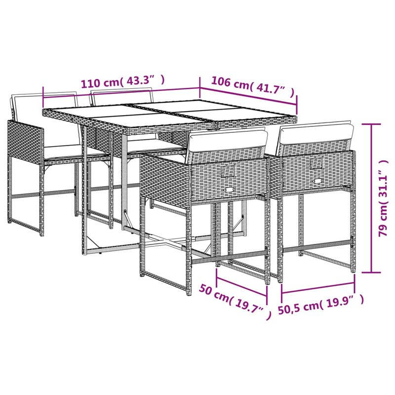Casa si Gradina - Gradina si terasa - Mobilier exterior - Seturi mobila gradina - Set mobilier de gradina cu perne, 5 piese, negru, poliratan - Infinity.ro