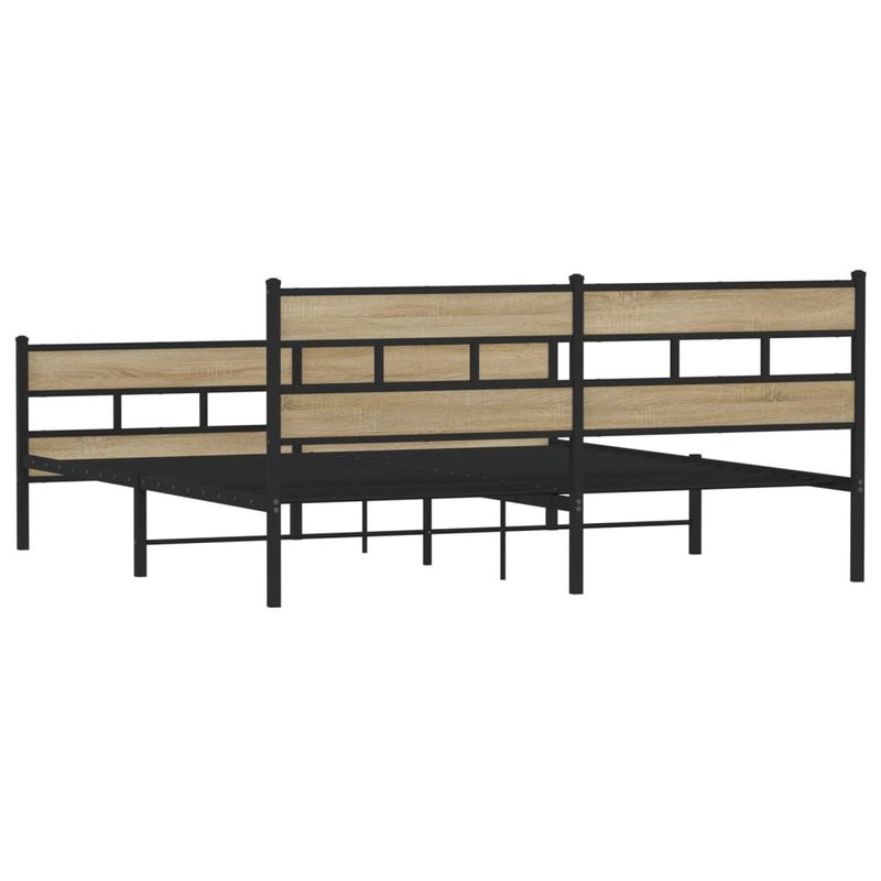 Casa si Gradina - Mobilier - Paturi si accesorii - Paturi - Cadru de pat metalic fara saltea, stejar sonoma, 183x213 cm - Infinity.ro