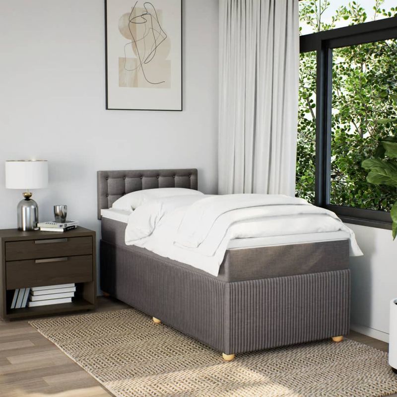 Casa si Gradina - Mobilier - Paturi si accesorii - Paturi - Pat box spring cu saltea, gri taupe, 80x200 cm, textil - Infinity.ro