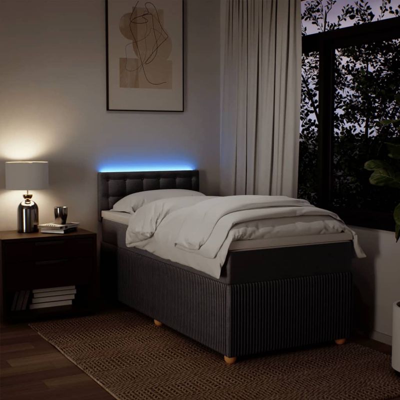 Casa si Gradina - Mobilier - Paturi si accesorii - Paturi - Pat box spring cu saltea, gri taupe, 80x200 cm, textil - Infinity.ro