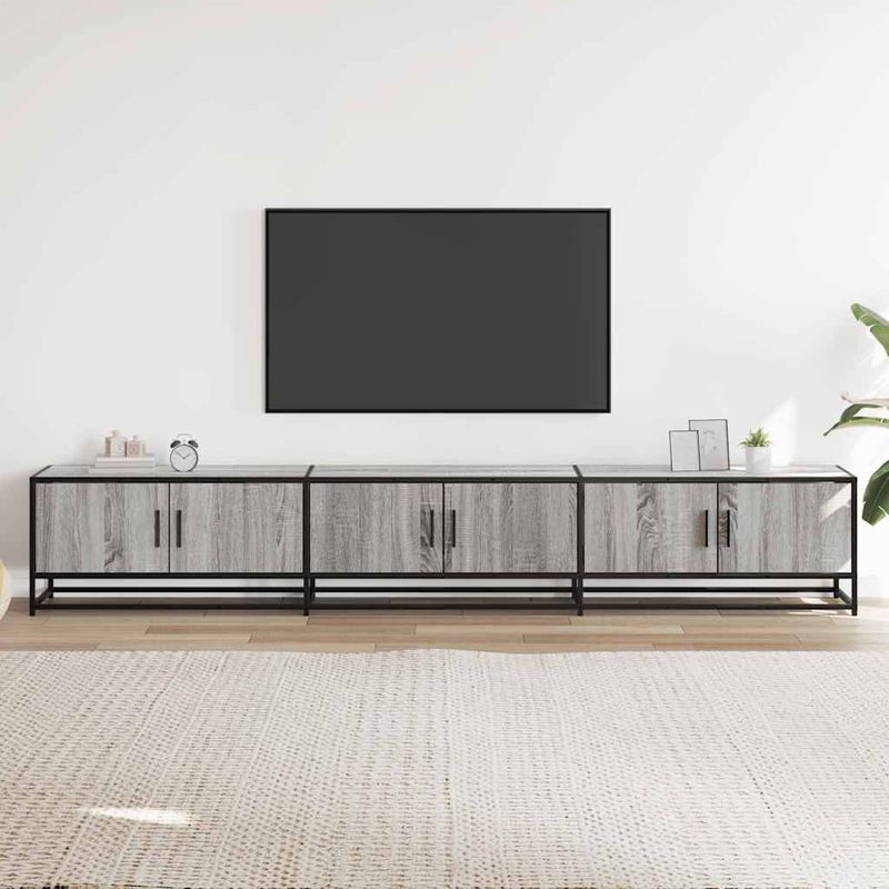 Casa si Gradina - Mobilier - Comode si corpuri - Comode - Dulap TV, gri sonoma, 240x35x41 cm, lemn prelucrat - Infinity.ro
