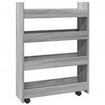 Casa si Gradina - Bucatarie si vesela - Ustensile bucatarie - Cosuri servire - Carucior depozitare ingust 4 niveluri sonoma gri lemn prelucrat - Infinity.ro