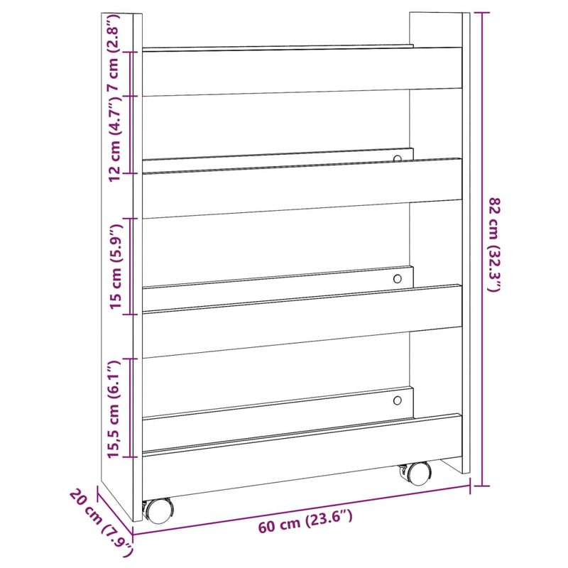 Casa si Gradina - Bucatarie si vesela - Ustensile bucatarie - Cosuri servire - Carucior depozitare ingust 4 niveluri sonoma gri lemn prelucrat - Infinity.ro