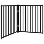Petshop - Accesorii petshop - Culcusuri si custi - Usi animale - Poarta pentru caini pliabila 2 panouri negru, 160 cm, lemn brad, mărime 80x90x2 cm - Infinity.ro