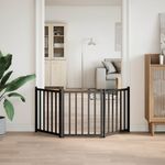 Petshop - Accesorii petshop - Culcusuri si custi - Custi interior si exterior - Poarta pentru caini pliabila 3 panouri negru, 150 cm, lemn brad, mărime 50x60x2 cm - Infinity.ro