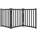 Petshop - Accesorii petshop - Culcusuri si custi - Tarcuri si colivii - Poarta pentru caini pliabila 3 panouri negru, 150 cm, lemn brad, mărime 50x60x2 cm - Infinity.ro