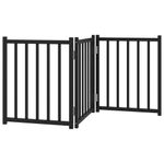 Petshop - Accesorii petshop - Culcusuri si custi - Tarcuri si colivii - Poarta pentru caini pliabila 3 panouri negru, 150 cm, lemn brad, mărime 50x60x2 cm - Infinity.ro