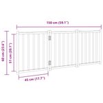 Petshop - Accesorii petshop - Culcusuri si custi - Tarcuri si colivii - Poarta pentru caini pliabila 3 panouri negru, 150 cm, lemn brad, mărime 50x60x2 cm - Infinity.ro