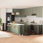 Petshop - Accesorii petshop - Culcusuri si custi - Custi interior si exterior - Poarta caini pliabila cu usa 10 panouri negru 800 cm, lemn plop - Infinity.ro