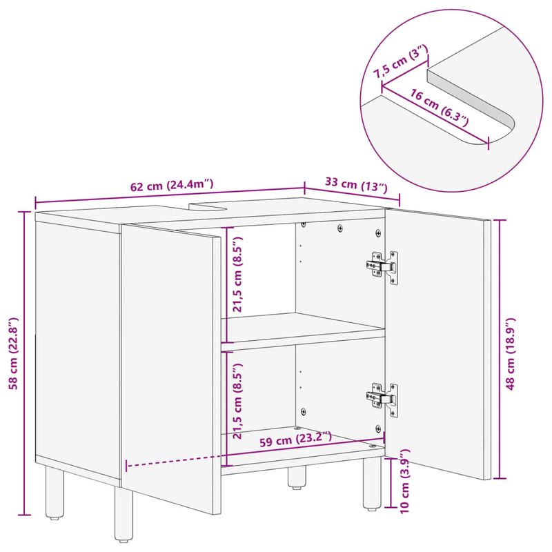 Casa si Gradina - Mobilier - Mobilier baie - Comode baie - Dulap chiuveta de baie, negru, 62x33x58 cm, lemn prelucrat - Infinity.ro