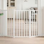 Petshop - Accesorii petshop - Culcusuri si custi - Custi interior si exterior - Poarta pentru caini pliabila 3 panouri, alb, 150 cm, lemn brad, mărime 50x90x2 cm - Infinity.ro