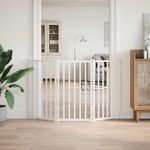 Petshop - Accesorii petshop - Culcusuri si custi - Custi interior si exterior - Poarta pentru caini pliabila 3 panouri, alb, 150 cm, lemn brad, mărime 50x90x2 cm - Infinity.ro