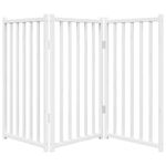 Petshop - Accesorii petshop - Culcusuri si custi - Custi interior si exterior - Poarta pentru caini pliabila 3 panouri, alb, 150 cm, lemn brad, mărime 50x90x2 cm - Infinity.ro