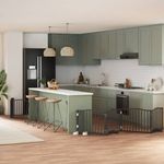 Petshop - Accesorii petshop - Culcusuri si custi - Custi interior si exterior - Poarta caini pliabila cu usa 6 panouri negru, 480 cm, lemn plop - Infinity.ro