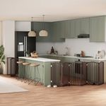 Petshop - Accesorii petshop - Culcusuri si custi - Custi interior si exterior - Poarta caini pliabila cu usa 9 panouri maro, 450 cm, lemn plop - Infinity.ro