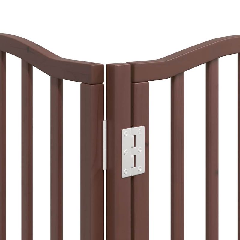 Petshop - Accesorii petshop - Culcusuri si custi - Custi interior si exterior - Poarta caini pliabila cu usa 9 panouri maro, 450 cm, lemn plop - Infinity.ro