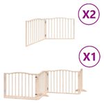 Petshop - Accesorii petshop - Culcusuri si custi - Custi interior si exterior - Poarta de caini pliabila cu usa, 8 panouri, 640 cm, lemn plop - Infinity.ro