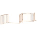 Petshop - Accesorii petshop - Culcusuri si custi - Custi interior si exterior - Poarta de caini pliabila cu usa, 8 panouri, 640 cm, lemn plop - Infinity.ro