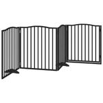 Petshop - Accesorii petshop - Culcusuri si custi - Custi interior si exterior - Poarta caini pliabila cu usa 4 panouri negru, 320 cm, lemn plop - Infinity.ro