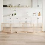 Petshop - Accesorii petshop - Culcusuri si custi - Custi interior si exterior - Poarta caini pliabila cu usa 4 panouri, 320 cm, lemn masiv brad, mărime 80x60x2 cm - Infinity.ro