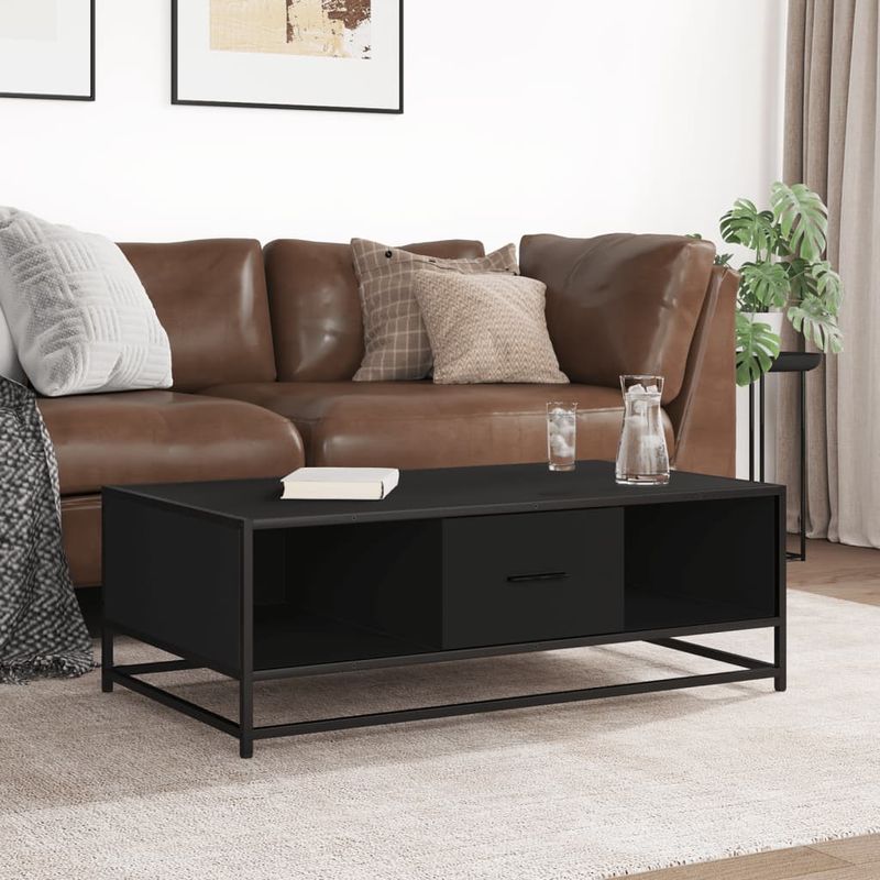 Casa si Gradina - Mobilier - Mese si birouri - Masute de cafea - Masuta de cafea, negru, 100x57x35 cm, lemn prelucrat si metal - Infinity.ro